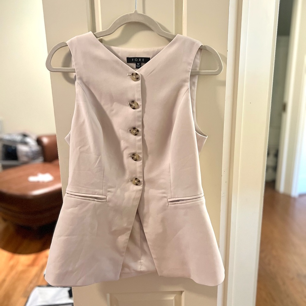 Cream Button-Up Sleeveless Vest